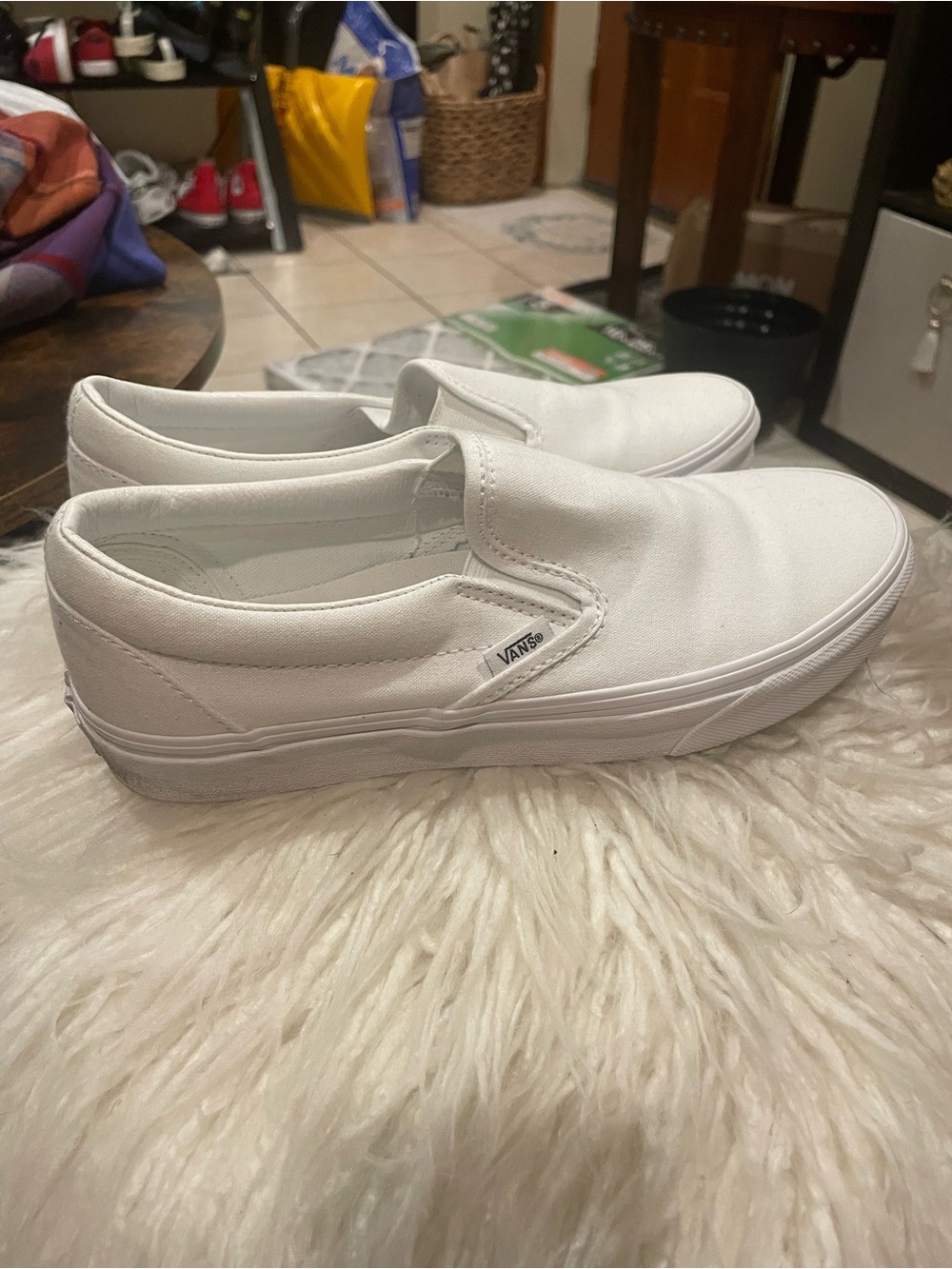 Vans White Slip-On Canvas Shoes